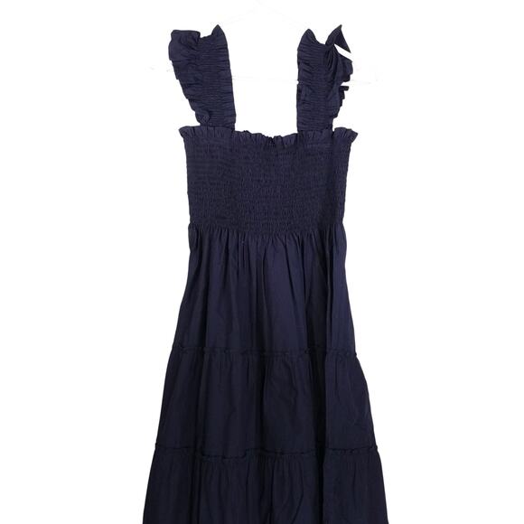 New Quince Women’s Navy Organic Cotton Poplin Smocked Midi Dress Maternity XS - Picture 9 of 10